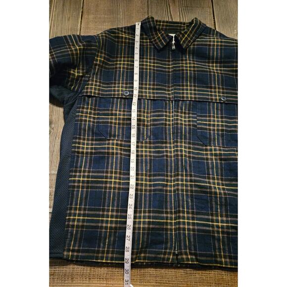 Unknwn Flannel Jacket Mens Large Blue Plaid Full Zip Quilted Shacket Street Work - Picture 11 of 11